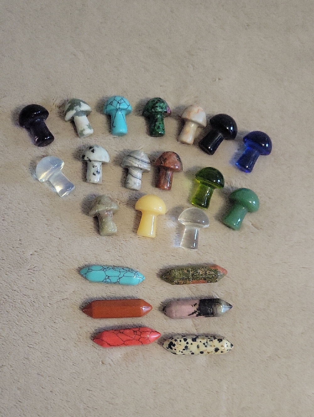 Assorted Gemstone Mushroom & Pointed Crystal Set - Multicolor - Picture 1 of 1